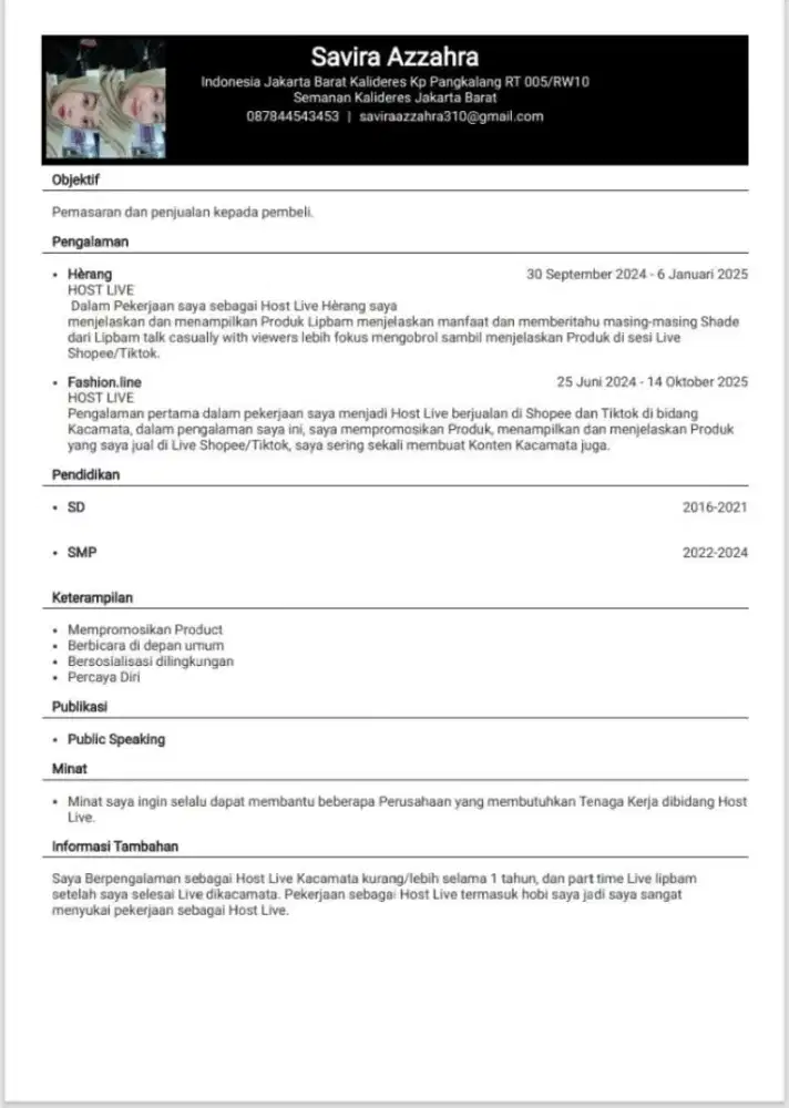 Membutuhkan loker Host live