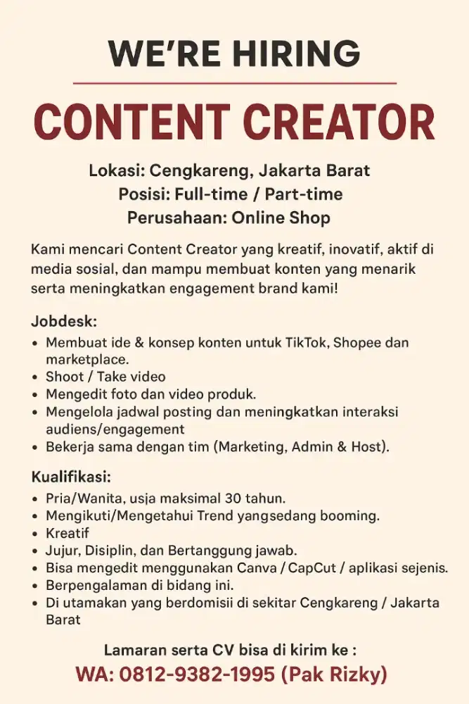 Hiring CONTENT CREATOR