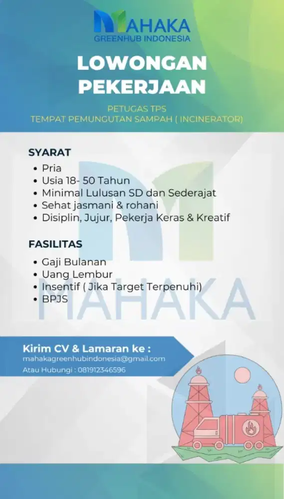 Lowongan Pekerjaan ‎Petugas TPS (Incenerator)