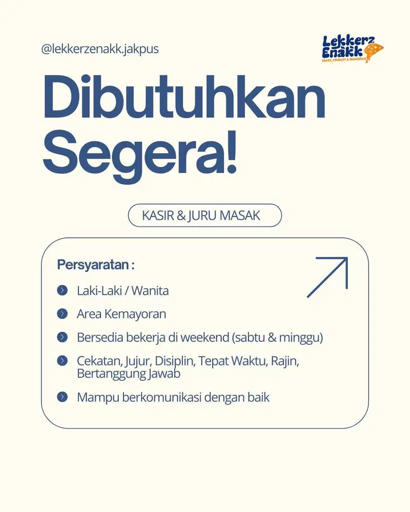 DI BUTUHKAN SEGERA AREA KEMAYORAN - LEKER