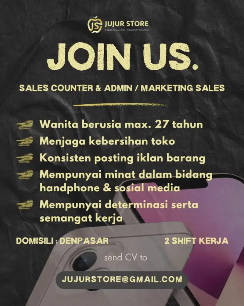 SPG Penjaga Konter Sales Toko HP Wanita