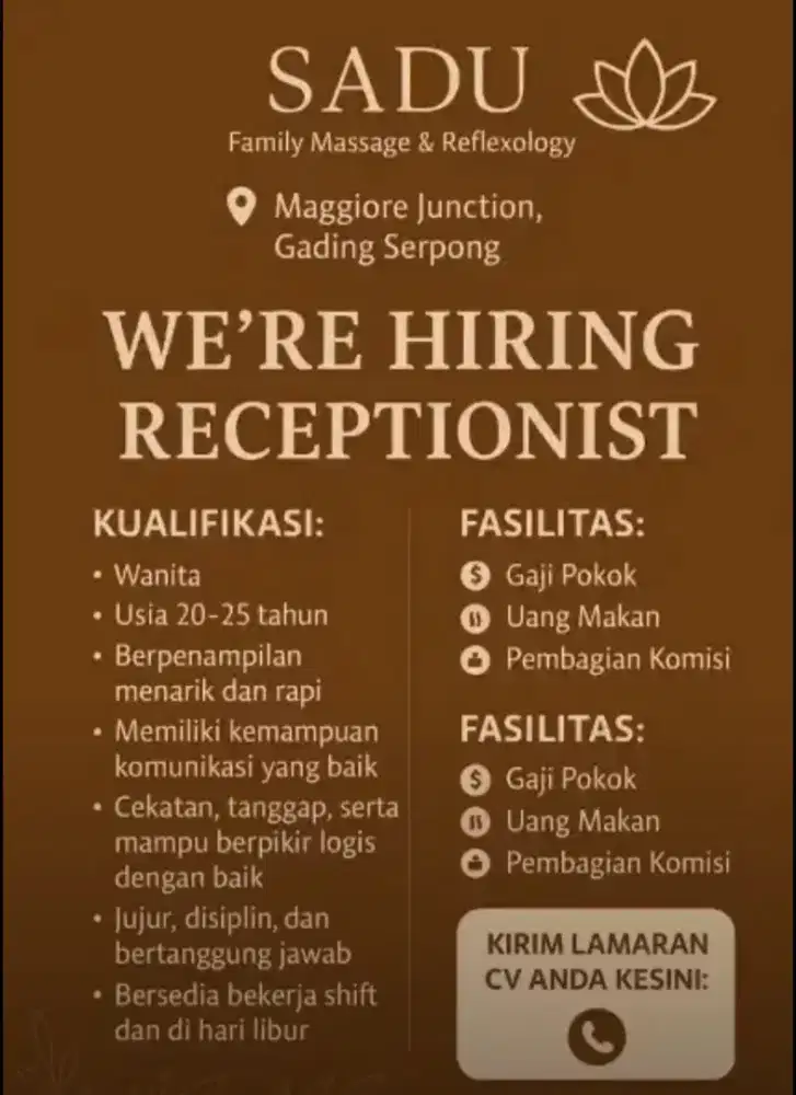 LOWONGAN KERJA FRONT OFFICE