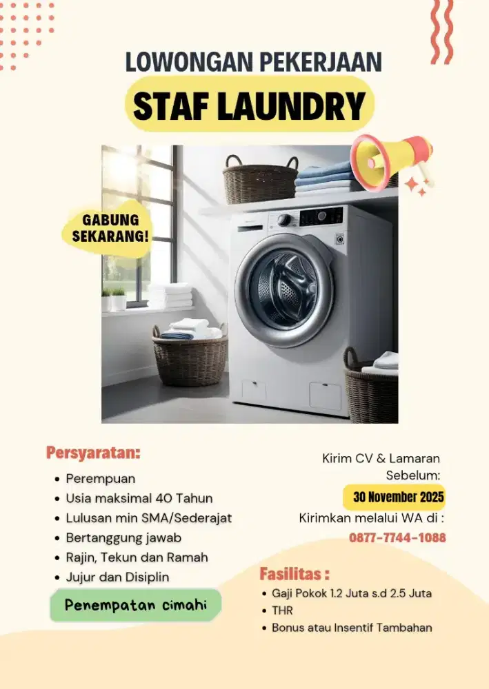 BAGIAN OPERASIONAL LAUNDRY PENEMPATAN CIMAHI BANDUNG