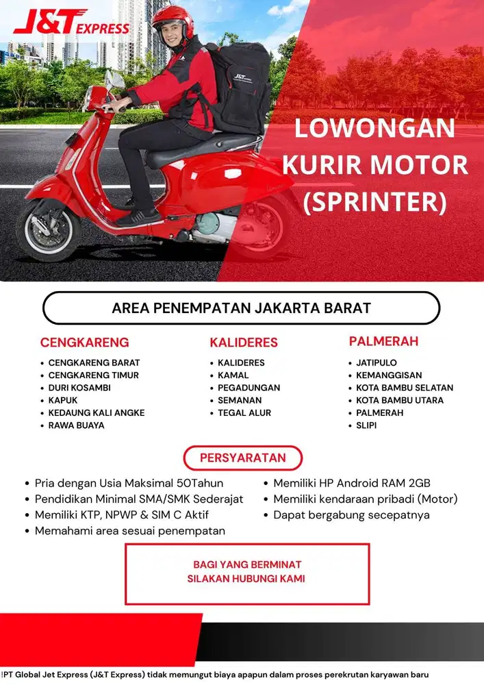 DIBUTUHKAN KURIR PAKET AREA JAKARTA BARAT