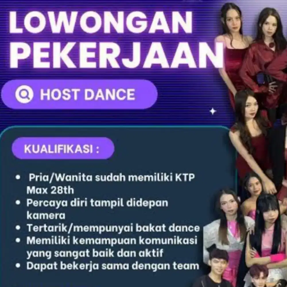 Dibutuhkan Host Live Dance Pria/Wanita