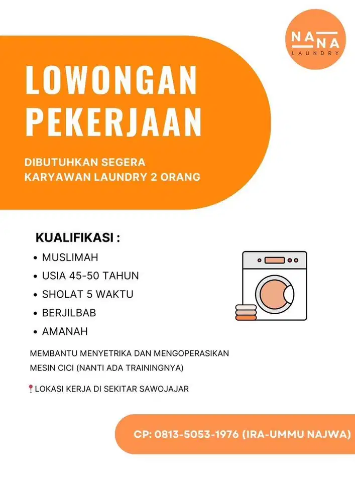 Lowongan Karyawati Laundry