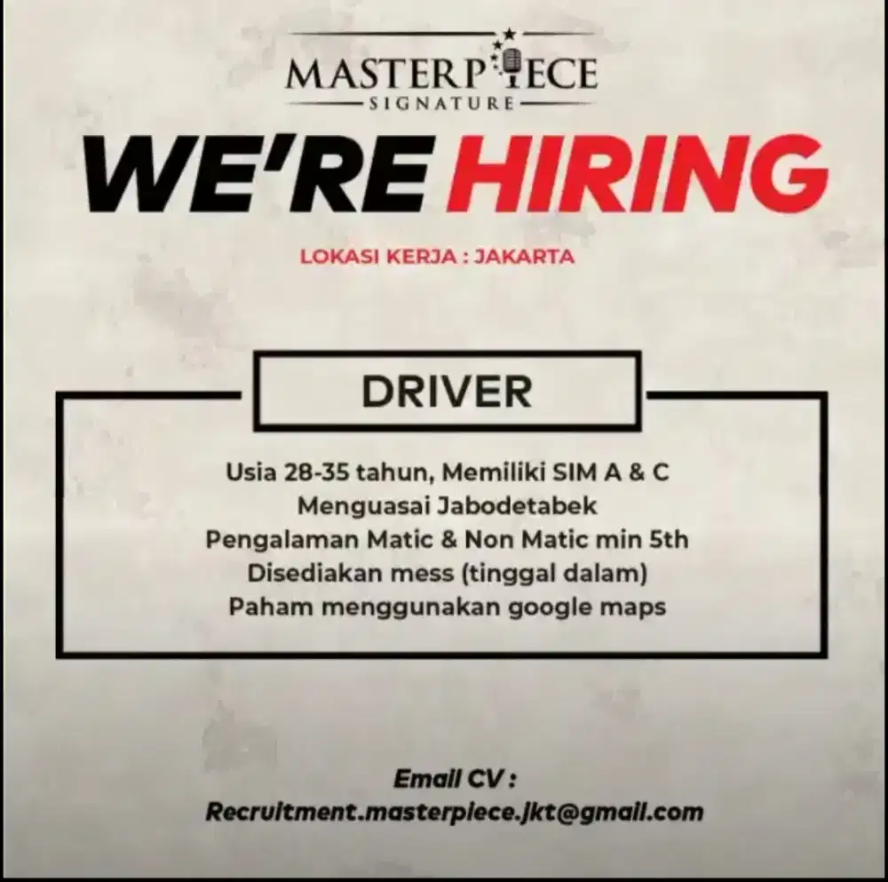 RECRUITMENT MASTERPIECE CAIMAN GROUP