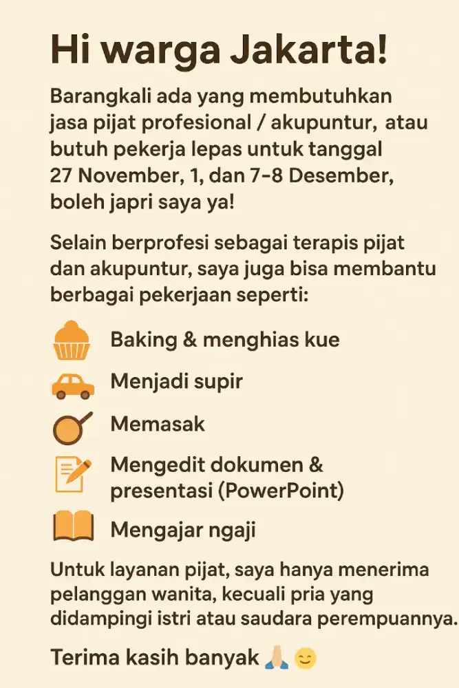 Need a Freelance/Part timer/Daily Worker