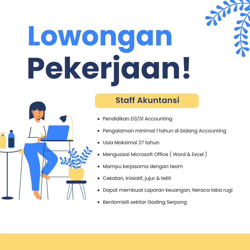 Lowongan kerja Staff Akuntansi di Gading Serpong