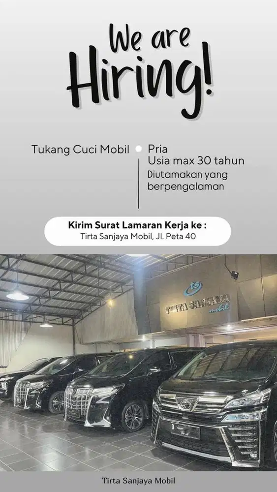 Lowongan kerja cuci dan salon di showroom mobil
