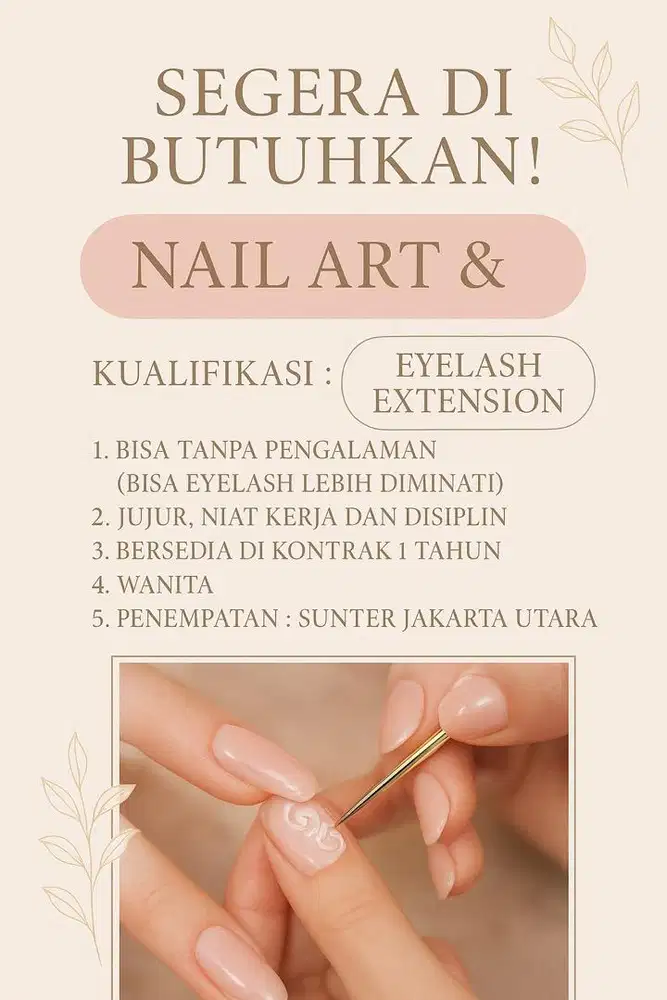 LOKER LOWONGAN KERJA SALON NAIL ART DAN EYELASH THERAPIST