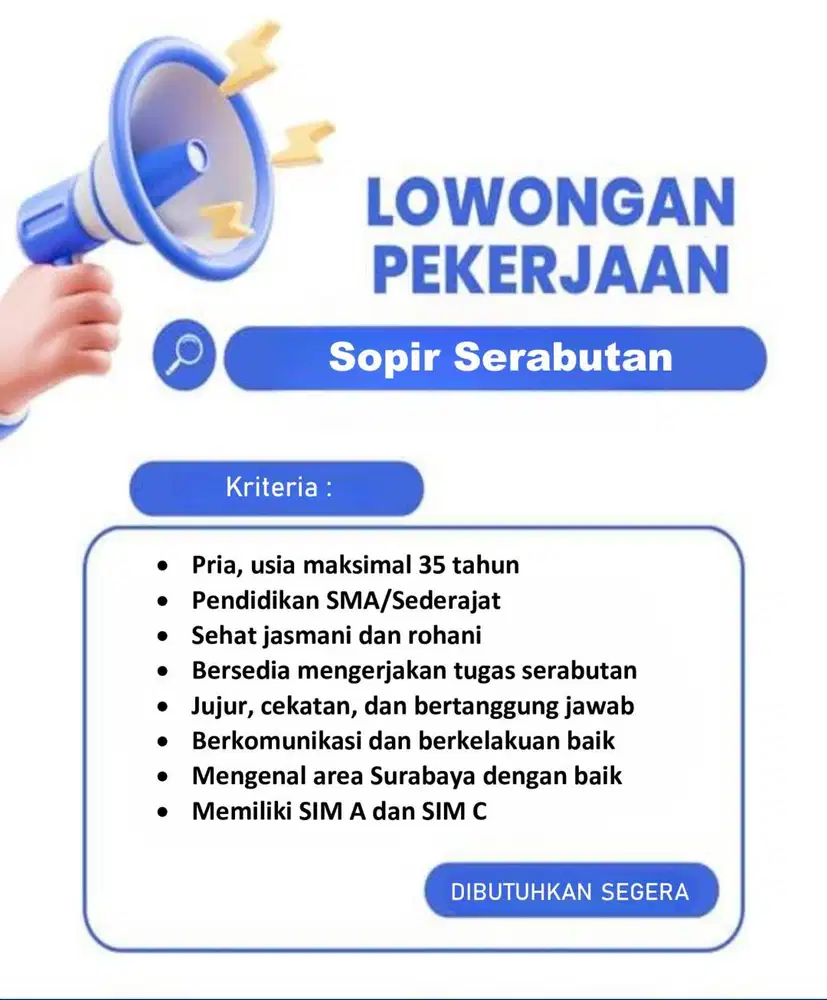Lowongan Kerja Sopir Serabutan