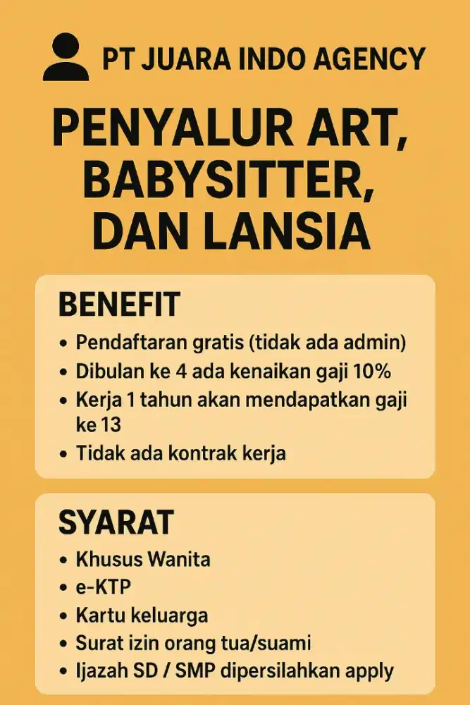 Lowongan kerja ART dan BabySiters