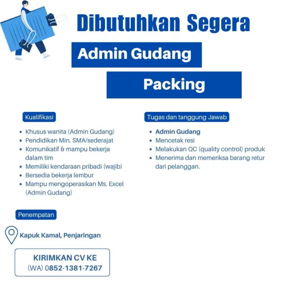 Lowongan Kerja Admin Gudang