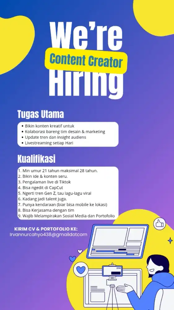 Dibutuhkan content creator