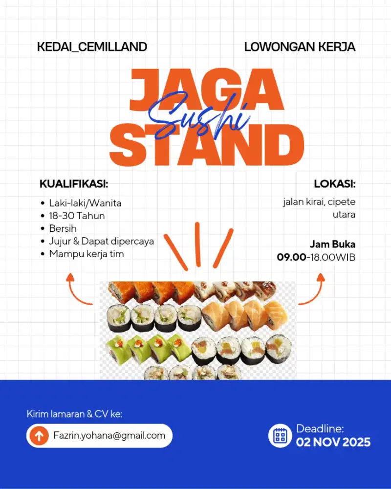 Jaga stand sushi prasmanan