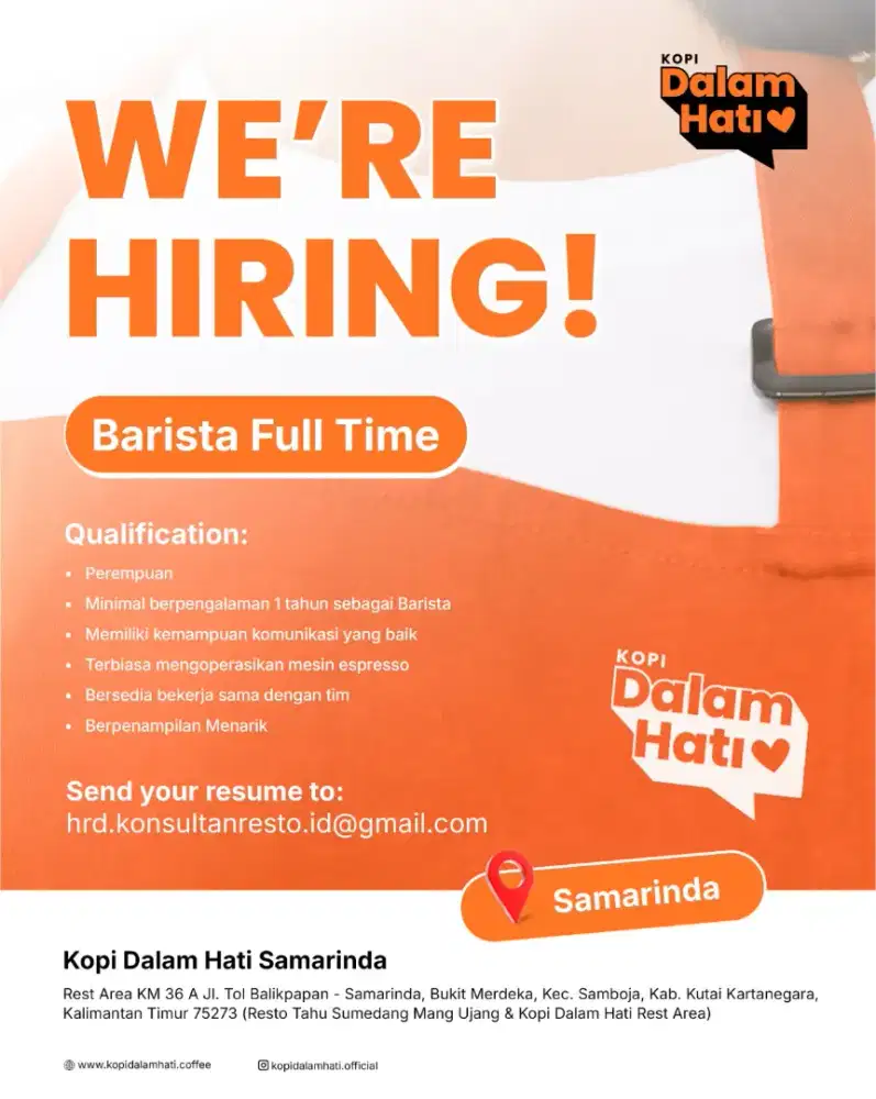 Butuh Barista (Need urgent)