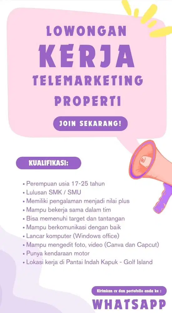 Lowongan kerja telemarketing properti