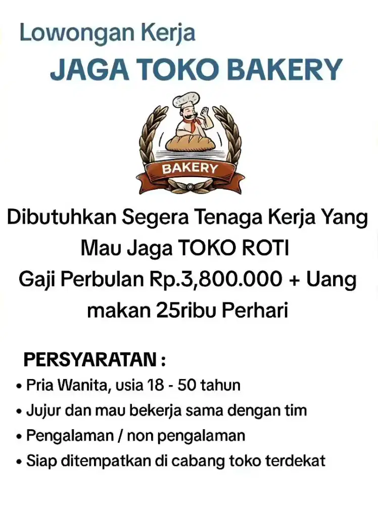 LOKER JAGA TOKO BAKERY