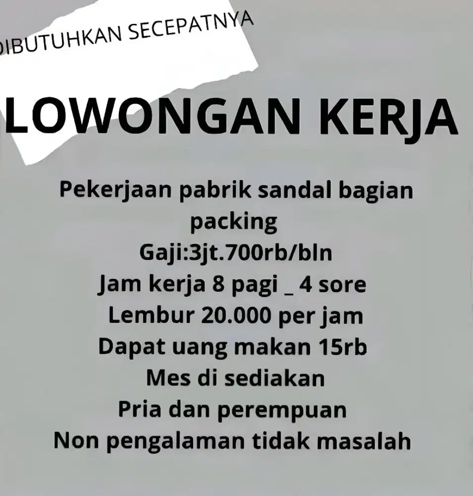 LOWONGAN KERJA PABRIK SANDAL