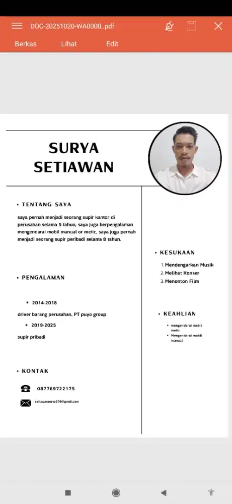 Cari sopir pribadi memiliki SIM A