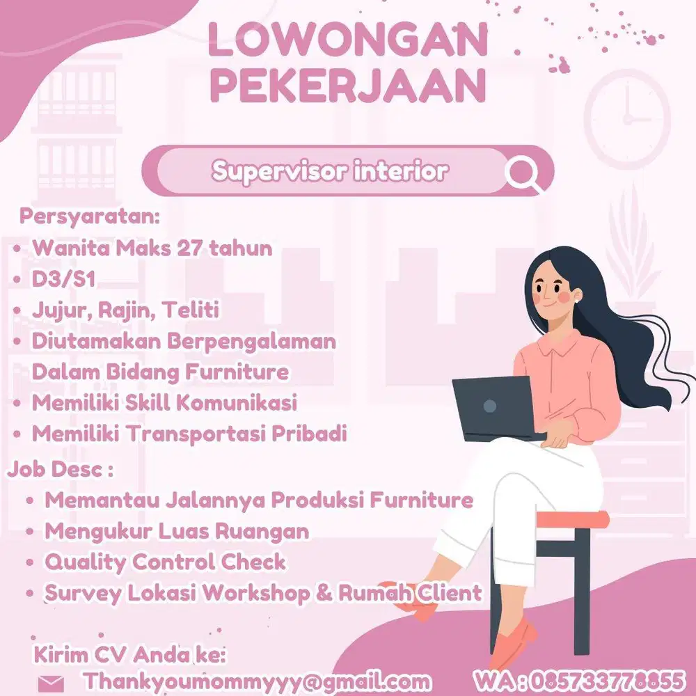 Dicari supervisor interior team berpengalaman