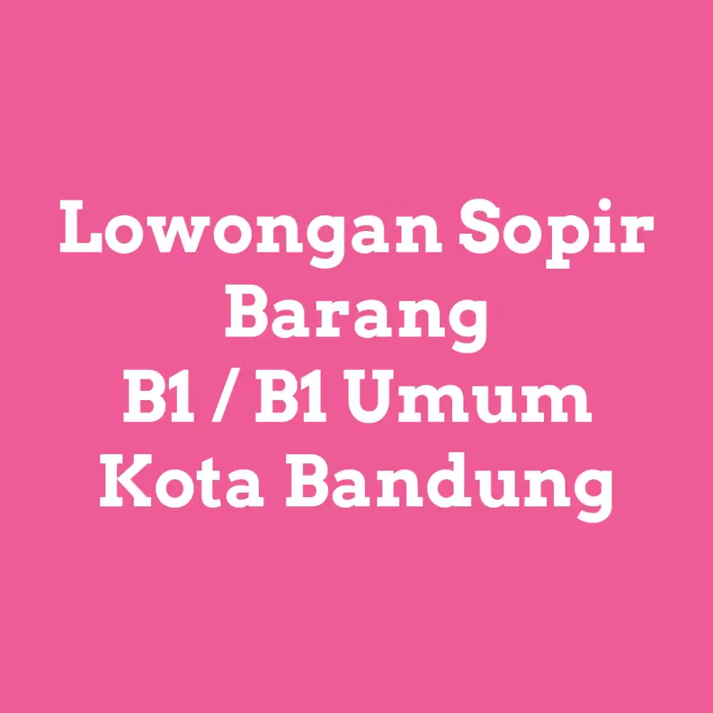 Lowongan Sopir Barang SIM B1