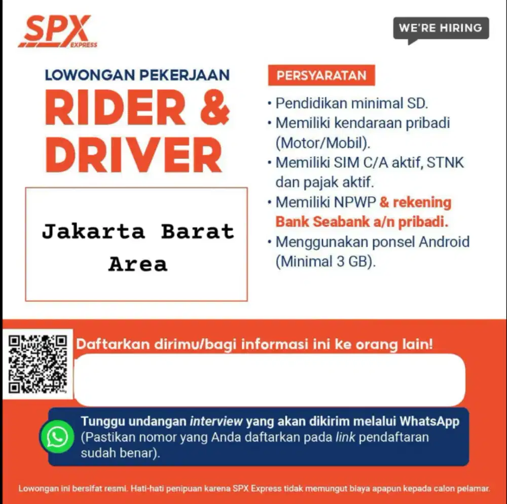 URGENT! LOWONGAN DRIVER SIM A SPX EXPRESS
