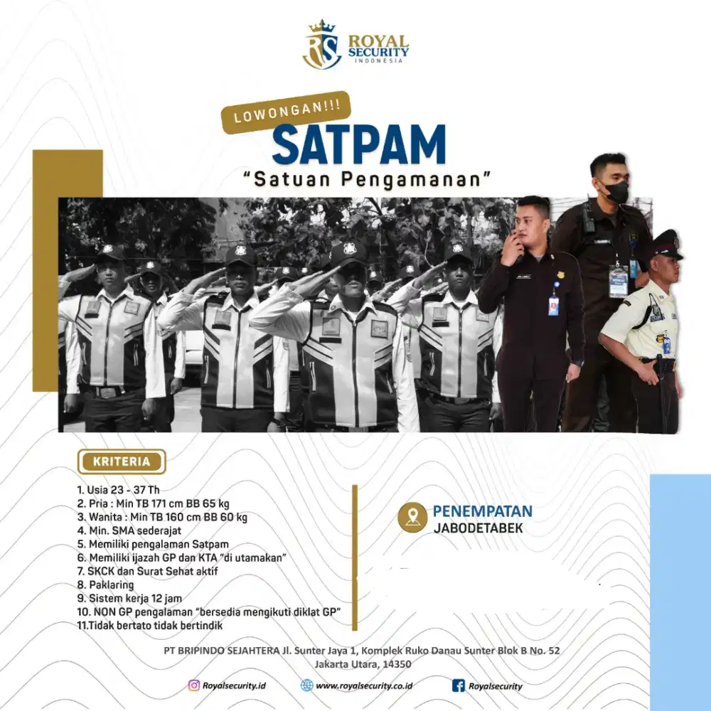 DIBUTUHKAN SEGERA LOWONGAN PEKERJAAN SECURITY
