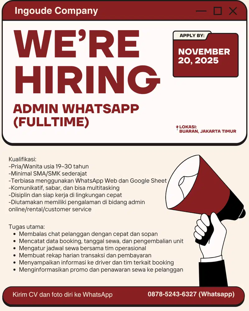 Lowongan Admin Order