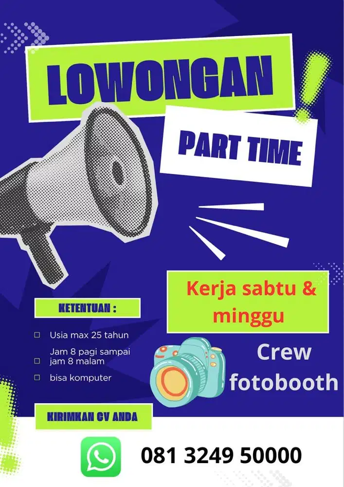 Part time sabtu dan minggu saja