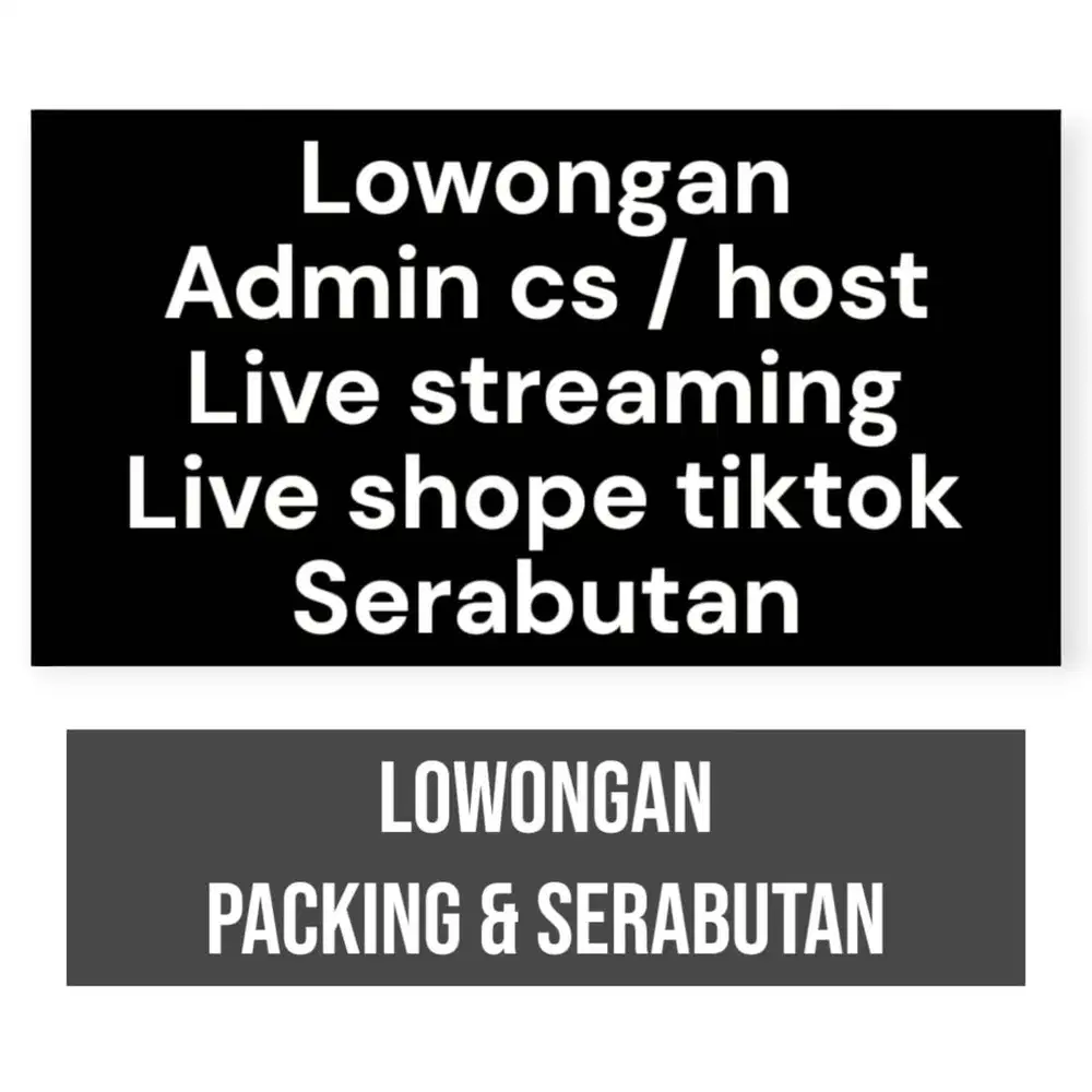Dicari Admin Live marketplace / Packing Online Shop serabutan