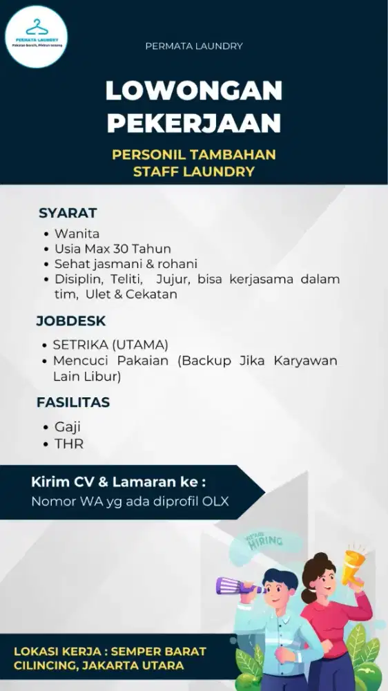 DIBUTUHKAN STAFF LAUNDRY