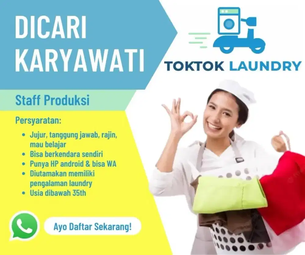 Dicari Karyawan, Sales & Kurir Laundry - Lowongan Kerja