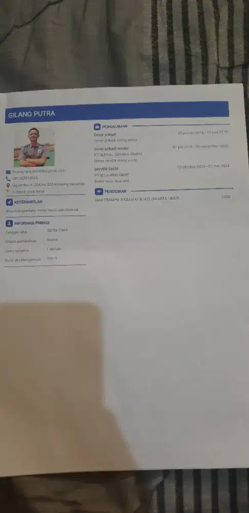 Mencari pekerjaan di bidang driver