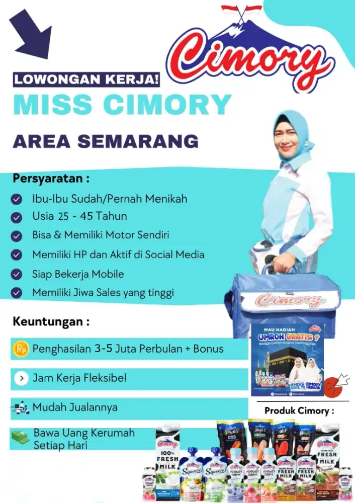 Sales Motoris Miss Cimory Banyumanik Bonus Umroh