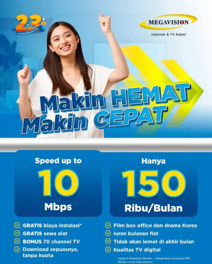 Murah Pasang internet wifi megavision tanpa batas kuota flat sepuasnya