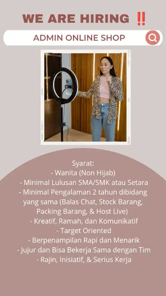 LOWONGAN KERJA ADMIN ONLINE SHOP