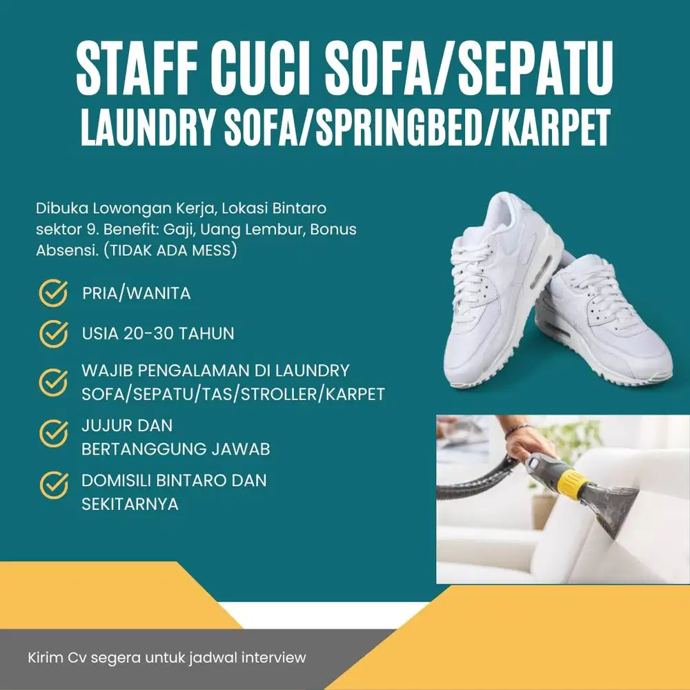 STAFF Cuci Sofa/Sepatu/Tas/Stroller