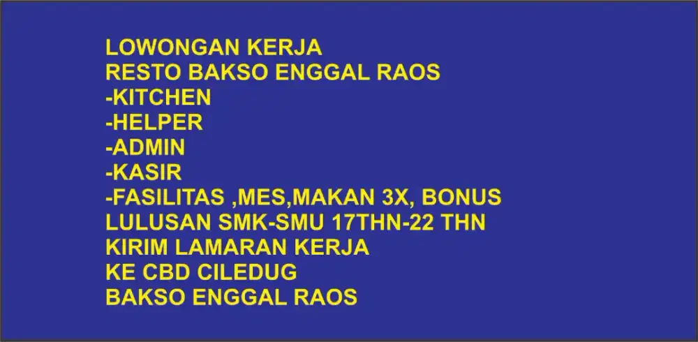 Loker utk bakso mie ayam