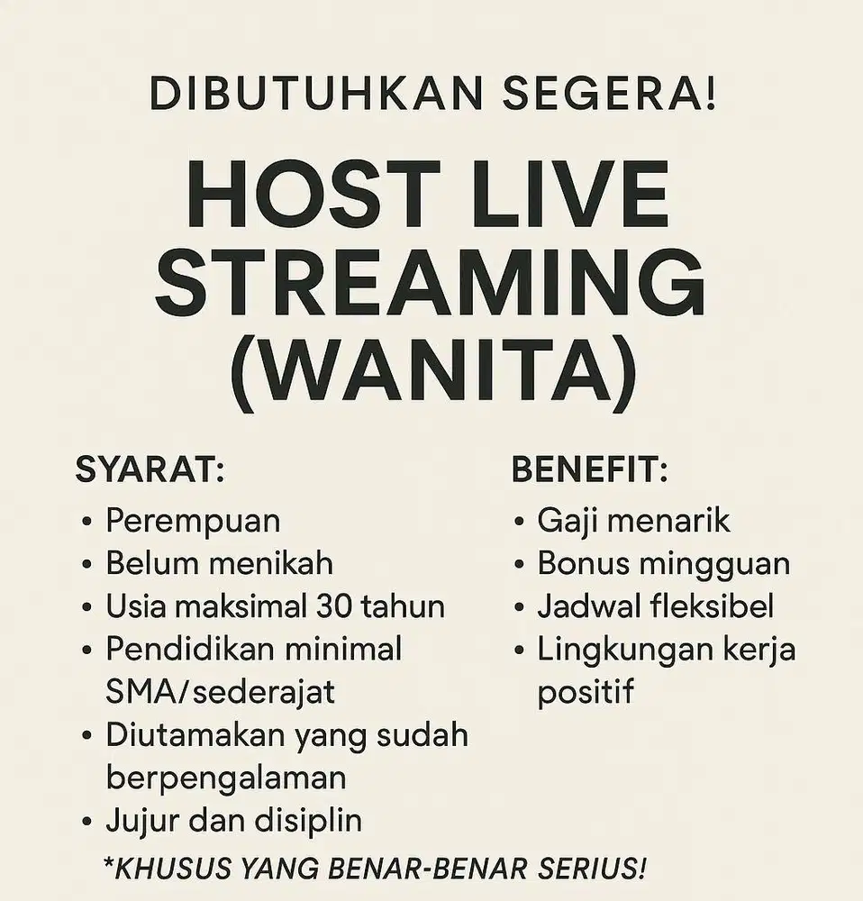 Di cari host live streaming wanita