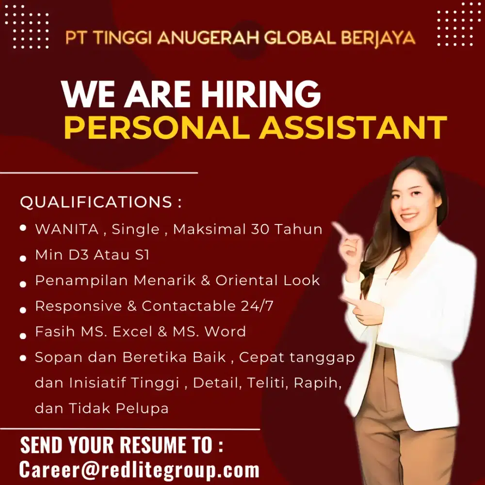 LOKER Personal Assistant Khusus Wanita