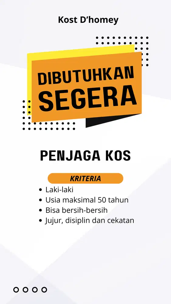 Dicari penjaga kos Surabaya timur