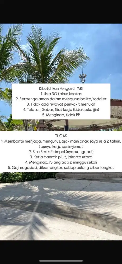 Butuh ART/pengasuh