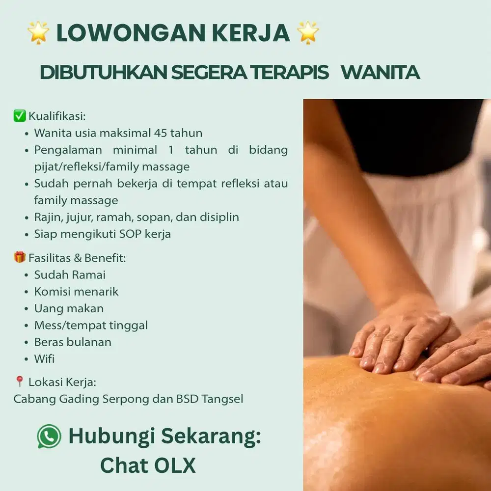 Dicari Terapis Massage Wanita di Gading Serpong