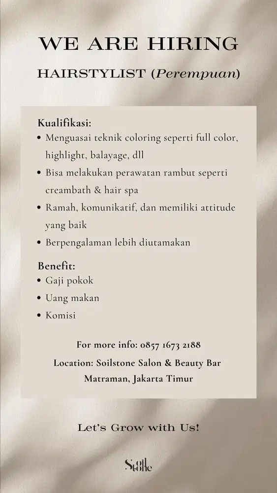 Dibutuhkan segera! Lowongan Kerja - Hairstylist (Perempuan)