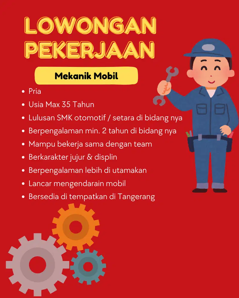 Mekanik Mobil Berpengalaman