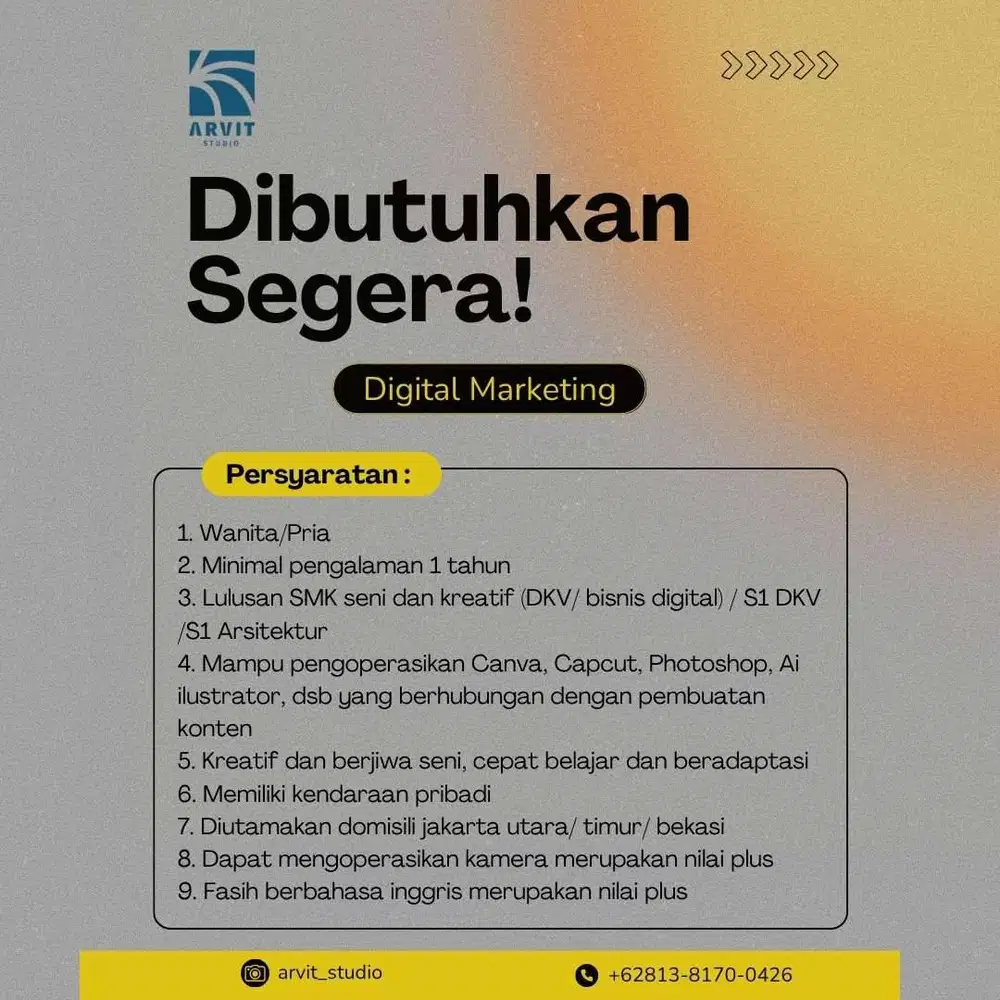 IKLAN LOWONGAN DIGITAL MARKETING