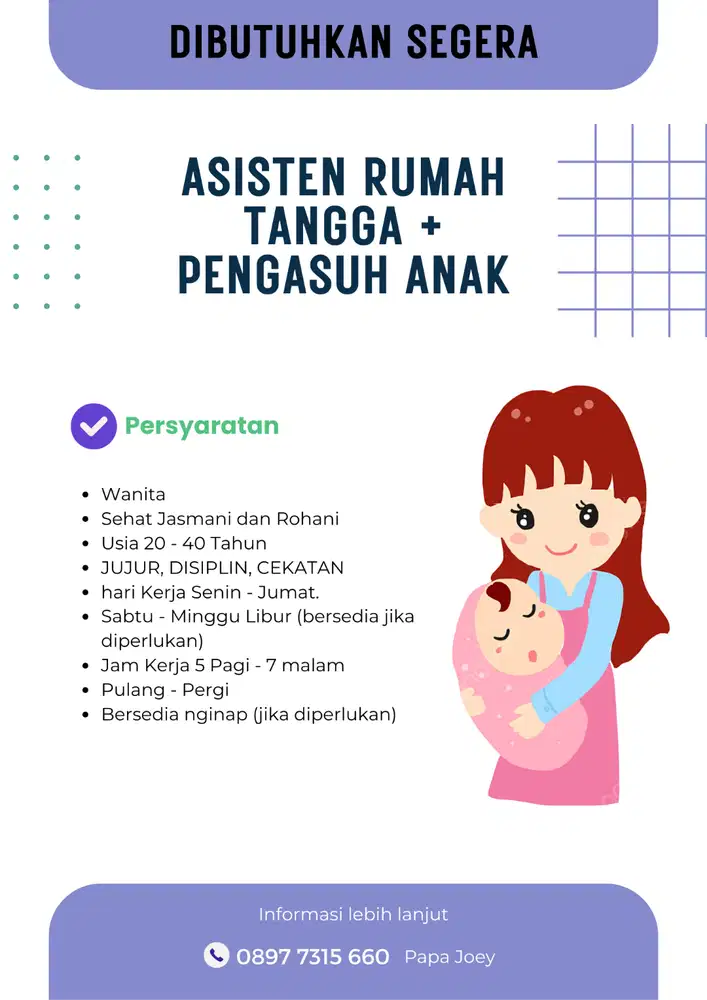 cari ART plus pengasuh anak
