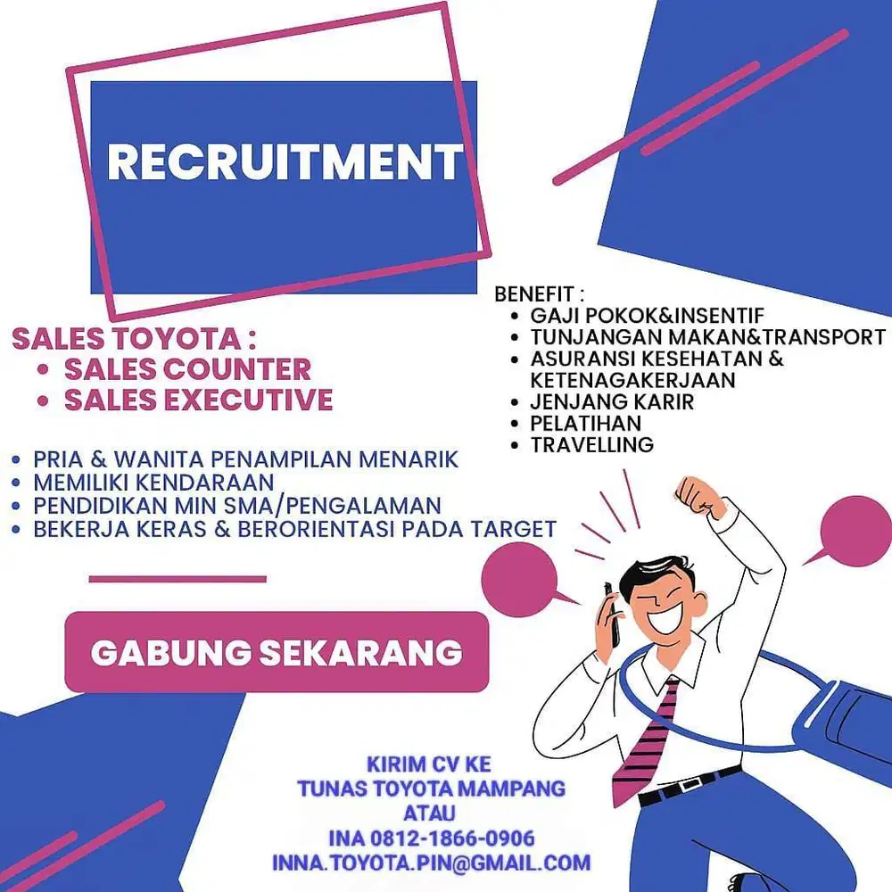 LOWONGAN SALES EXECUTIVE & SALES COUNTER
